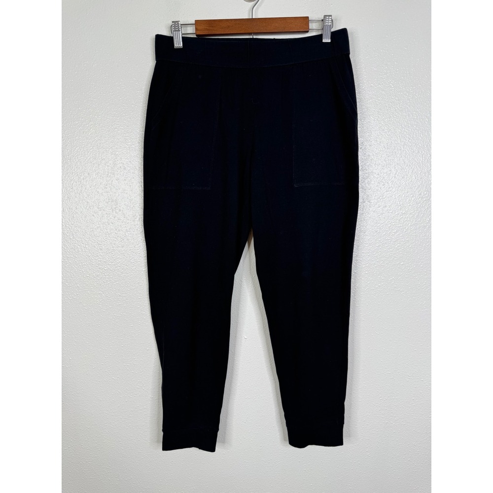 Eileen Fisher Black Organic Cotton Spandex Jersey Ankle Jogger Pants Small S/P